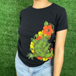 Black Iguana floral design shirt
